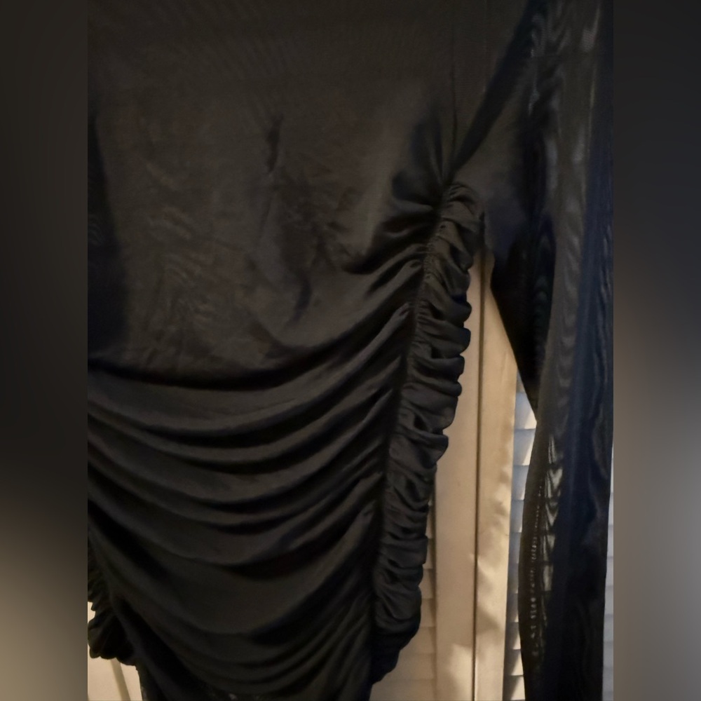 Free People Under It All Black Sheer Long Sleeve Bodysuit XL $58 - Picture 7 of 11